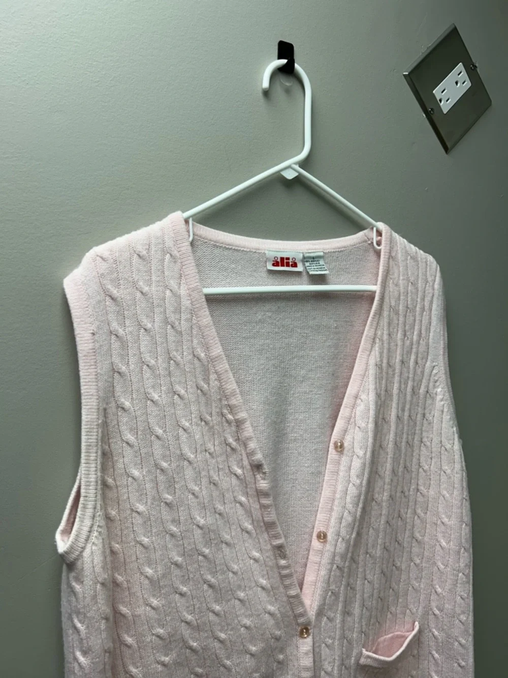 Alia Women’s Pink Knit Button Up Sweater Vest - Picture 2 of 4